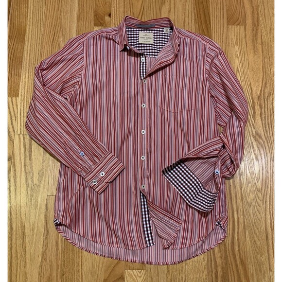 Tommy Bahama Jeans Other - Tommy Bahama Jeans Red Orange Striped Cotton Button Up Shirt Men’s Size Small